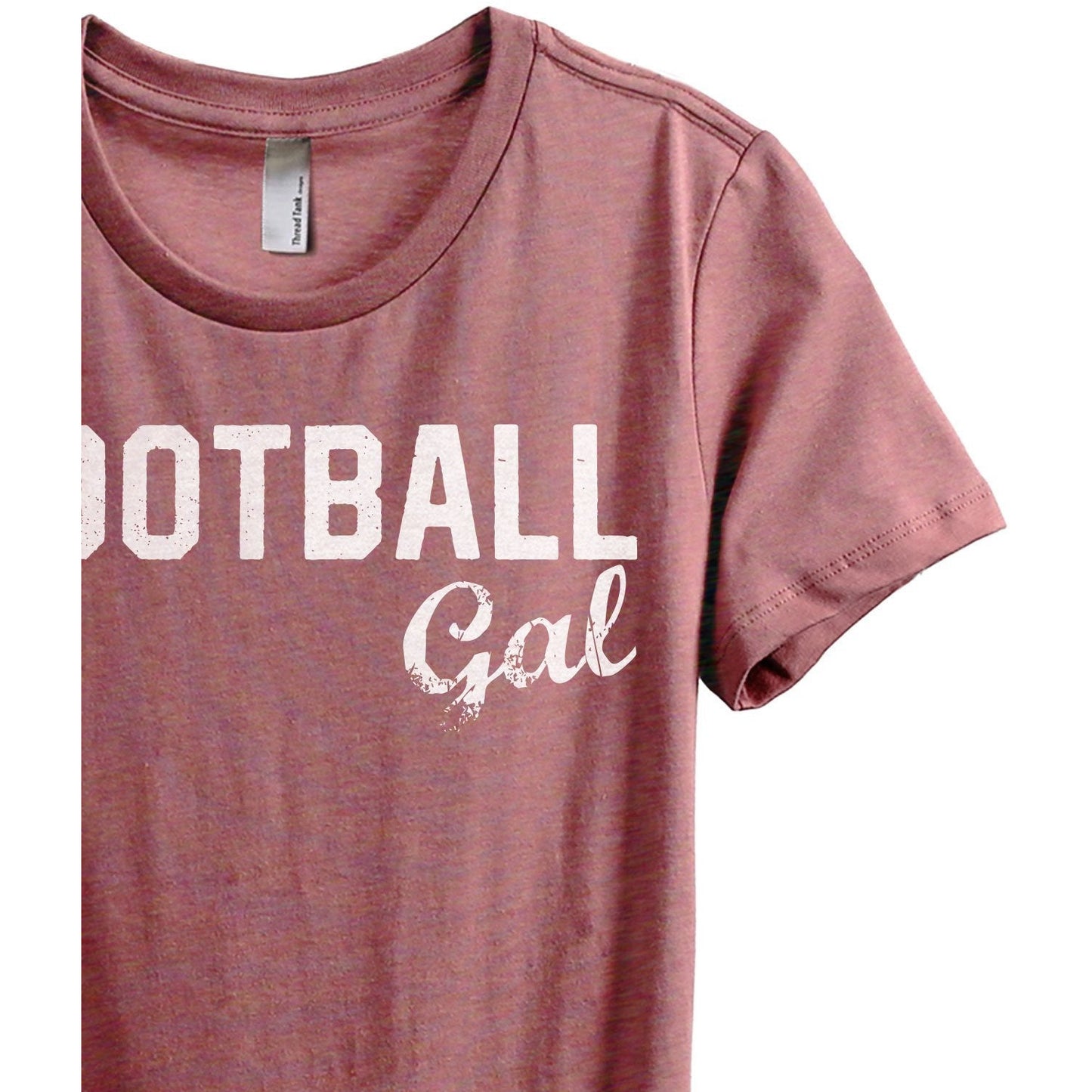 Football Gal Women's Relaxed Crewneck T-Shirt Top Tee Heather Rouge Zoom Details
