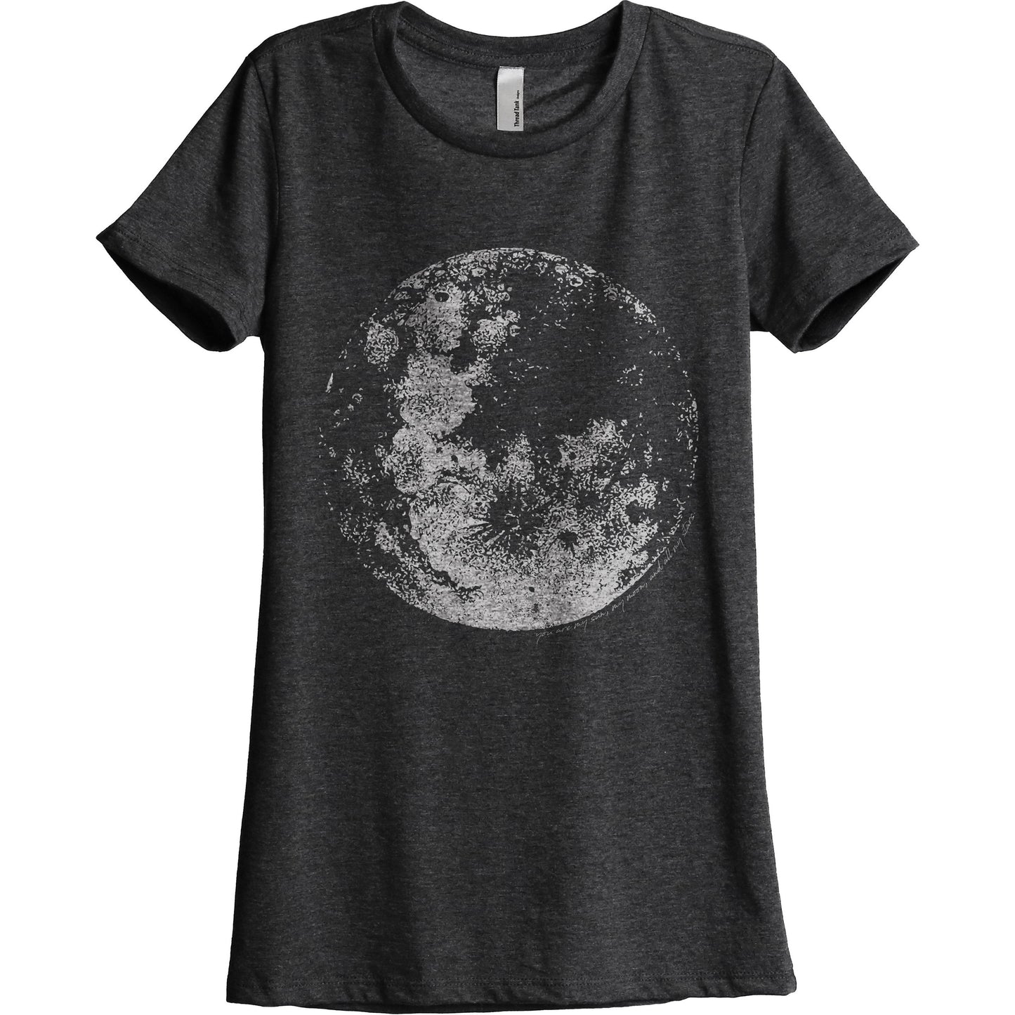Full Moon Women's Relaxed Crewneck T-Shirt Top Tee Charcoal Grey
