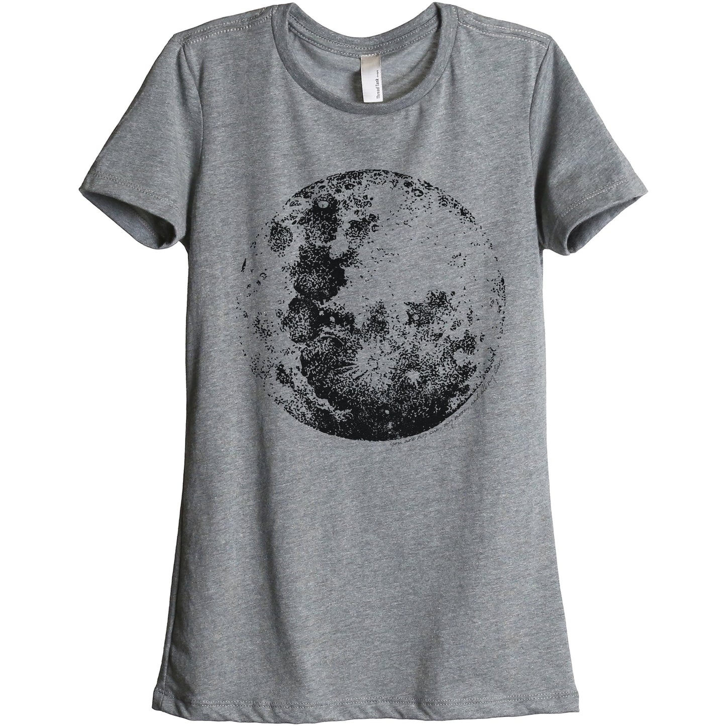 Full Moon Women's Relaxed Crewneck T-Shirt Top Tee Heather Grey