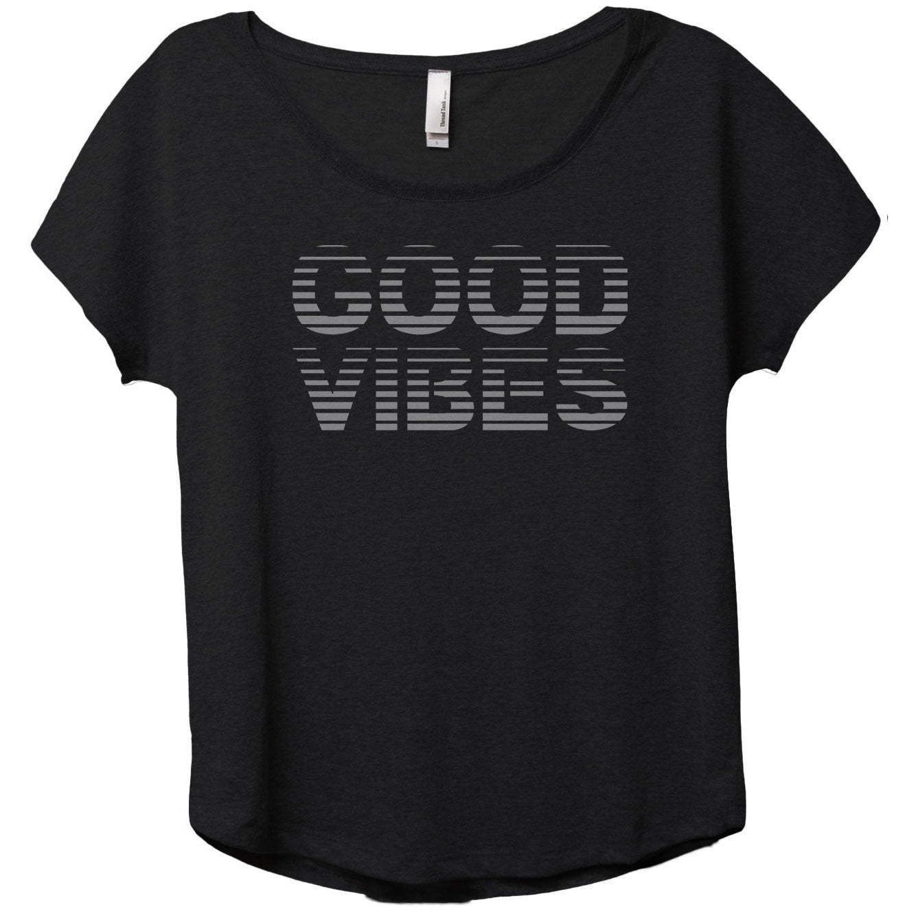 Good Vibes Women's Relaxed Slouchy Dolman T-Shirt Tee Heather Black