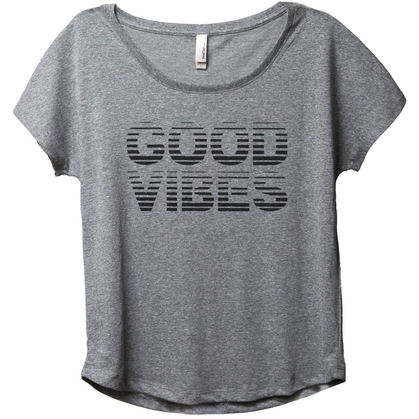 Good Vibes Women's Relaxed Slouchy Dolman T-Shirt Tee Heather Grey