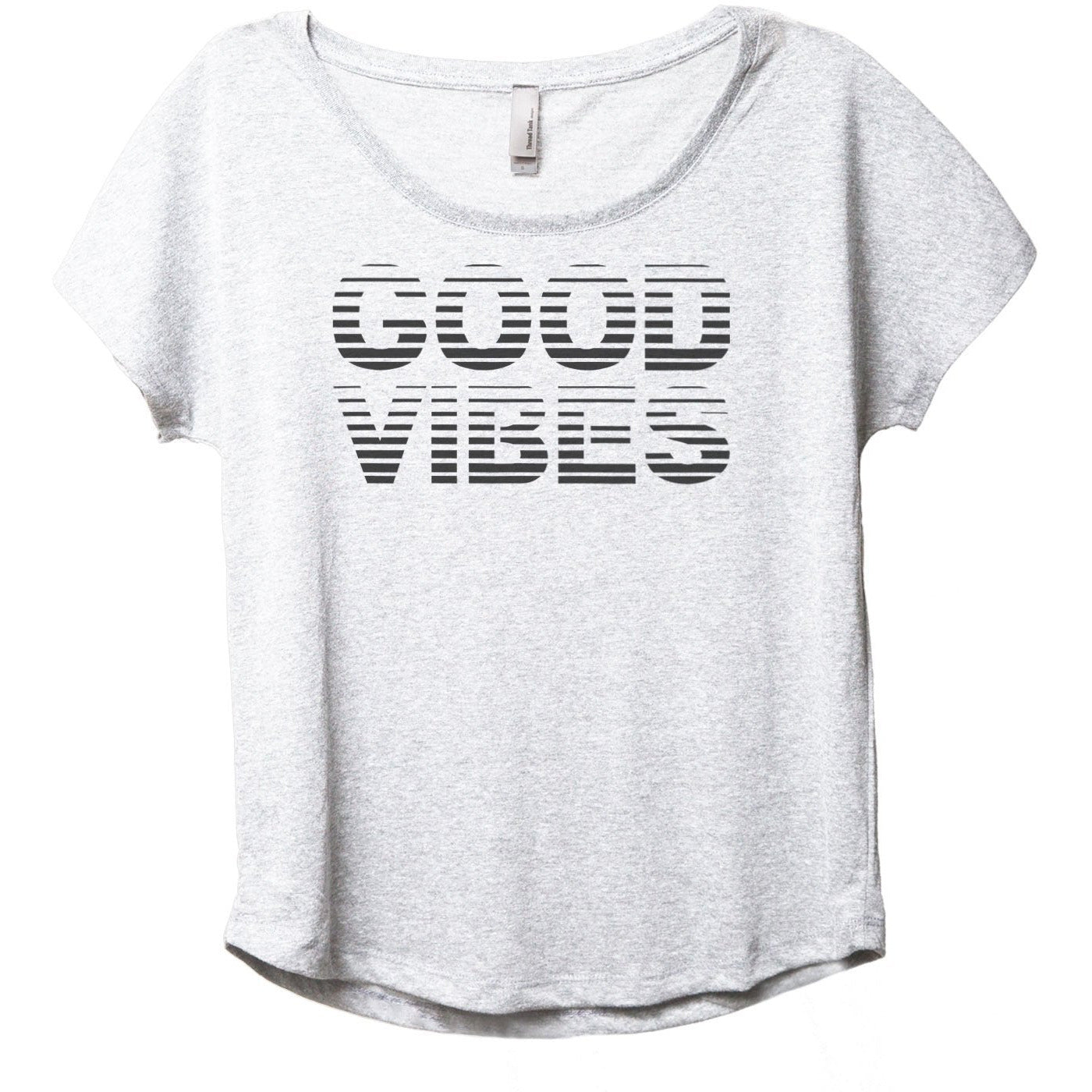 Good Vibes Women's Relaxed Slouchy Dolman T-Shirt Tee Heather White