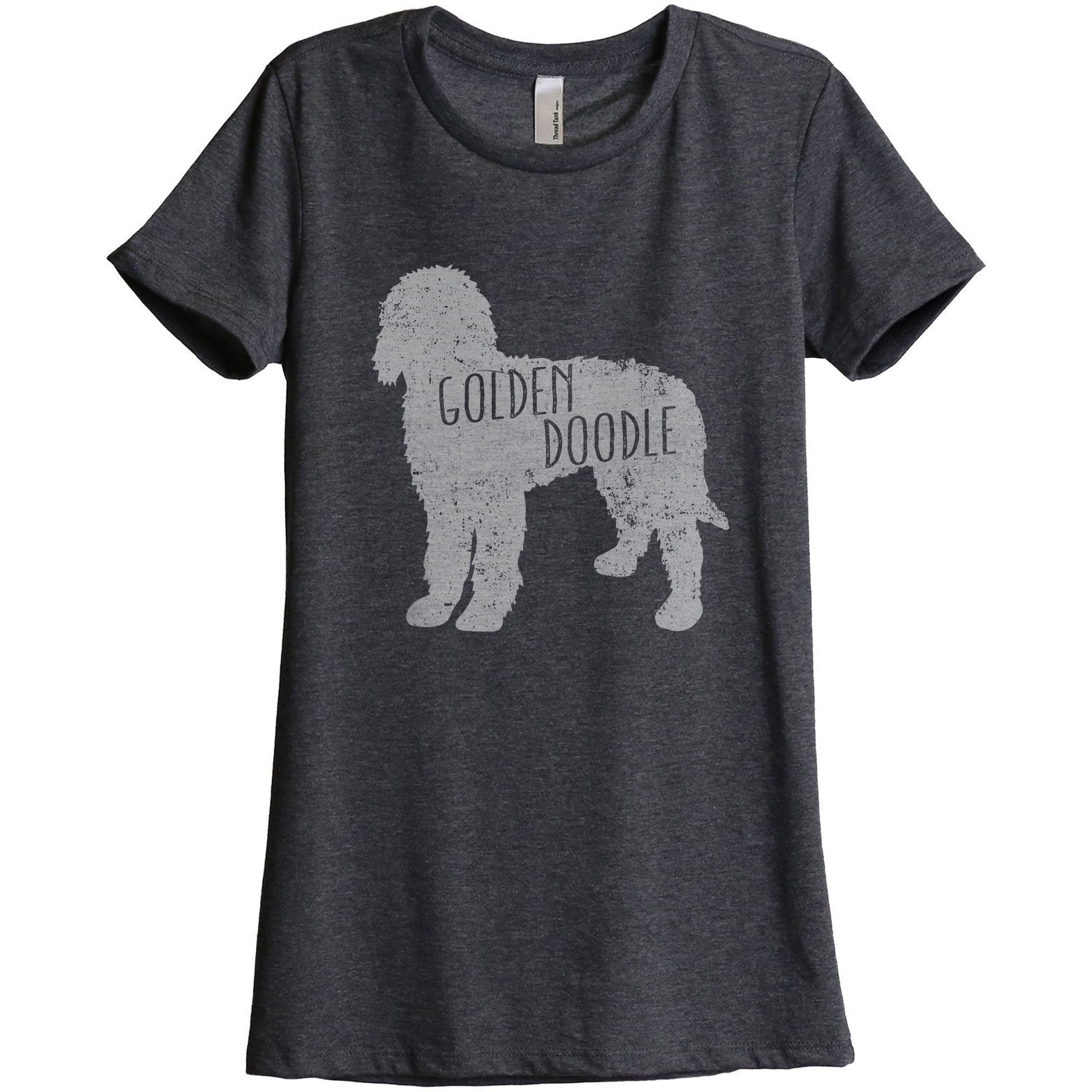 Golden Doodle Silhouette Women's Relaxed Crewneck T-Shirt Top Tee Charcoal Grey
