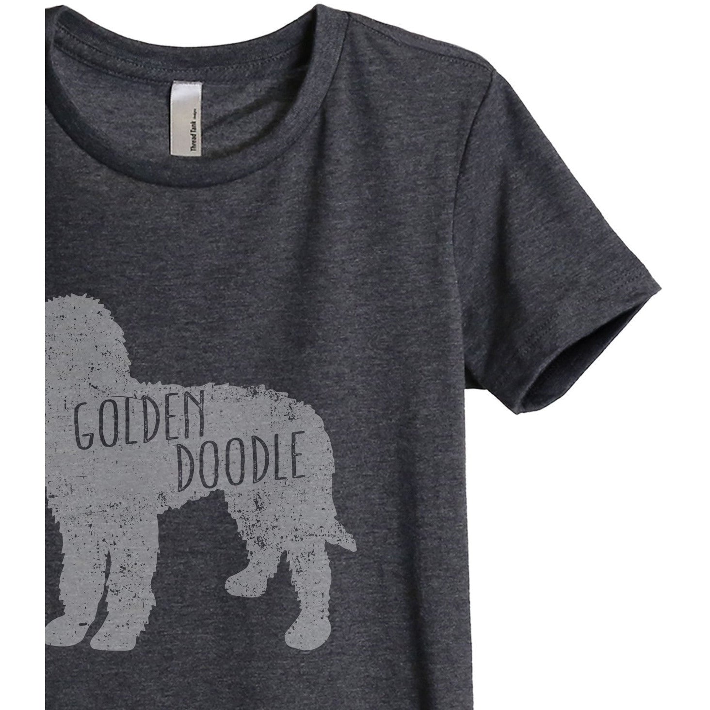 Golden Doodle Silhouette Women's Relaxed Crewneck T-Shirt Top Tee Charcoal Grey Zoom Details