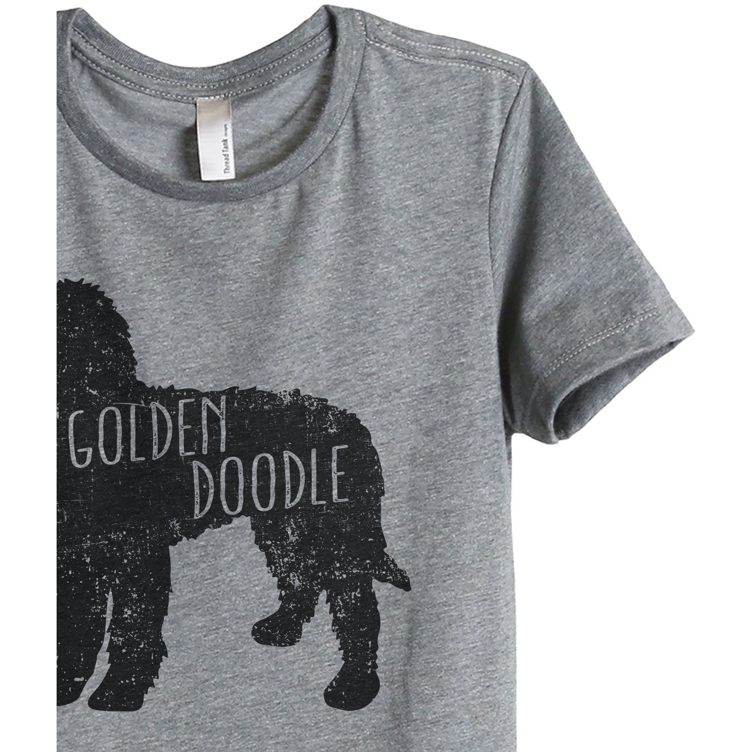Golden Doodle Silhouette Women's Relaxed Crewneck T-Shirt Top Tee Heather Grey Zoom Details
