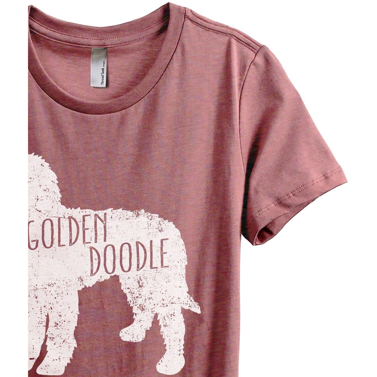 Golden Doodle Silhouette Women's Relaxed Crewneck T-Shirt Top Tee Heather Rouge Zoom Details
