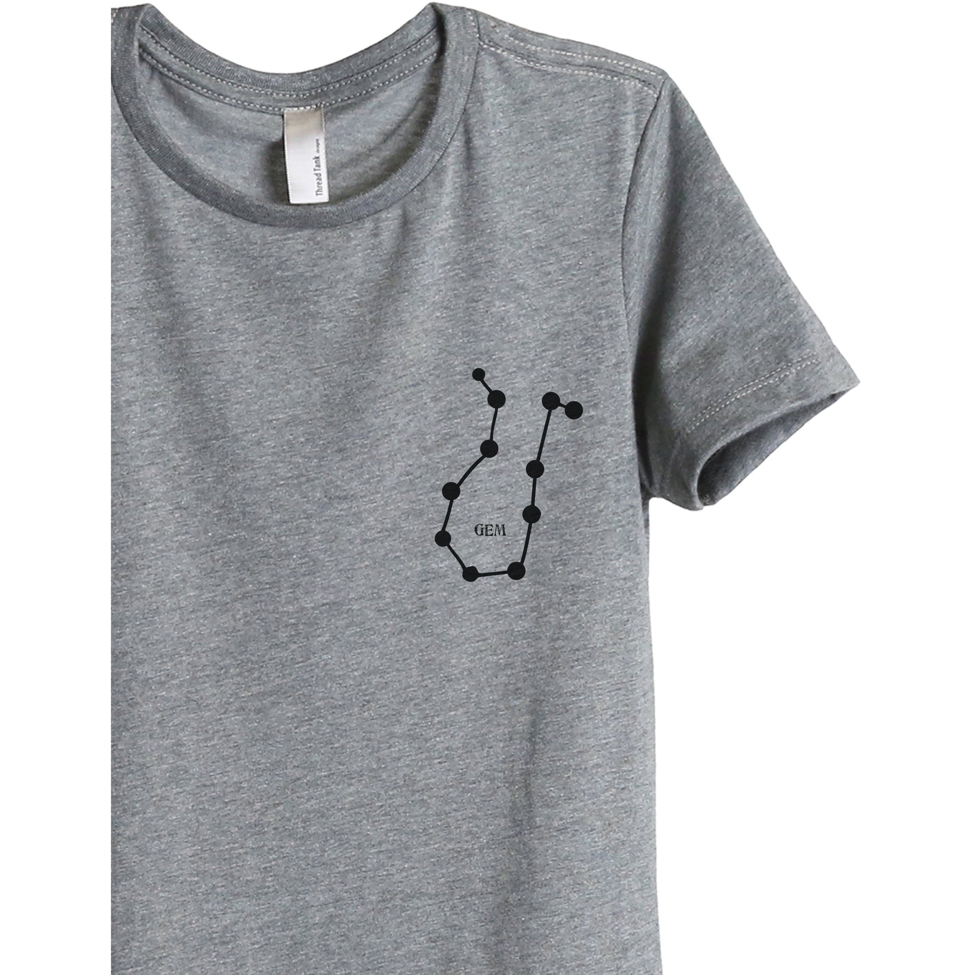 Gemini GEM Constellation Astrology Women's Relaxed Crewneck T-Shirt Top Tee Heather Grey Zoom Details
