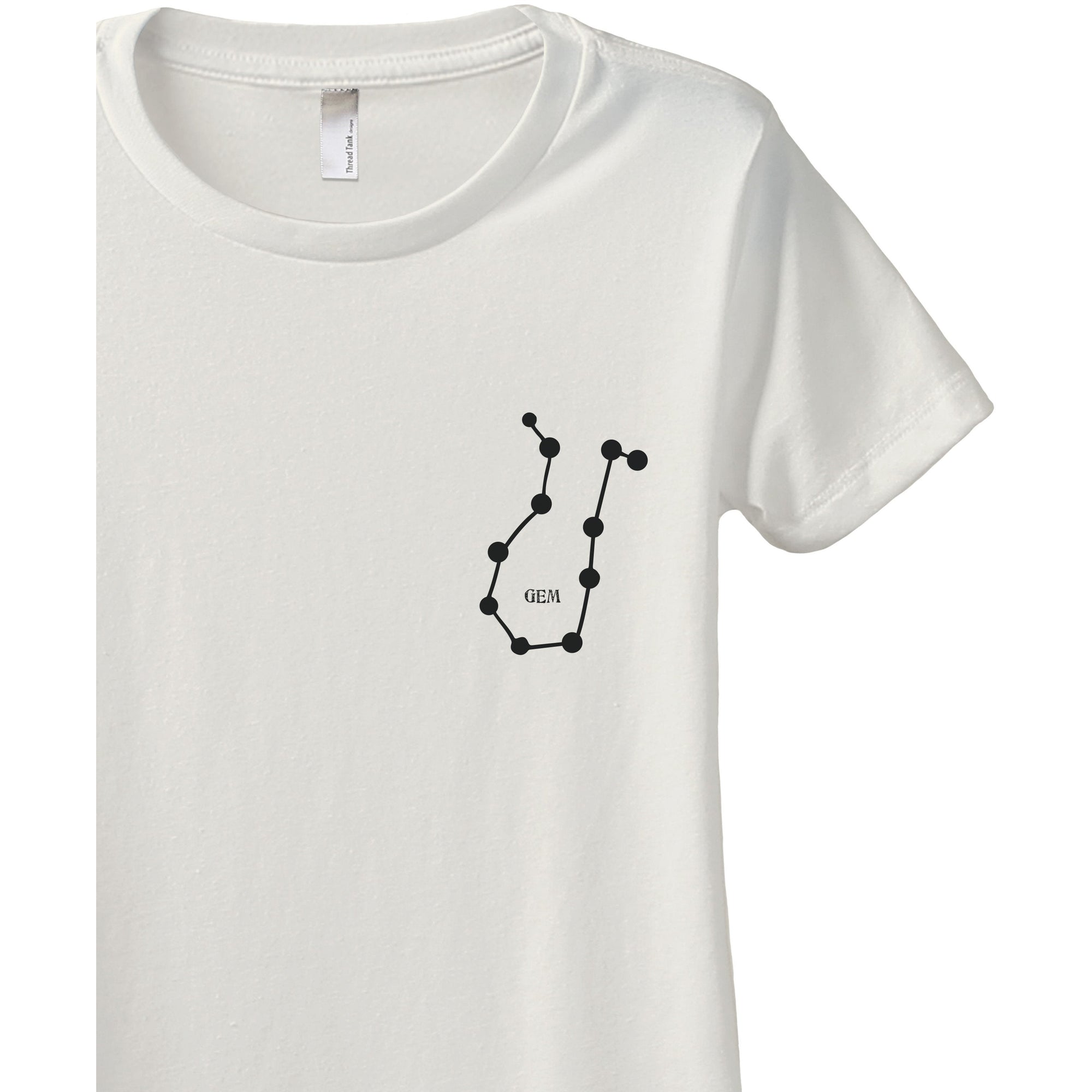 Gemini GEM Constellation Astrology Women's Relaxed Crewneck T-Shirt Top Tee Vintage White Zoom Details
