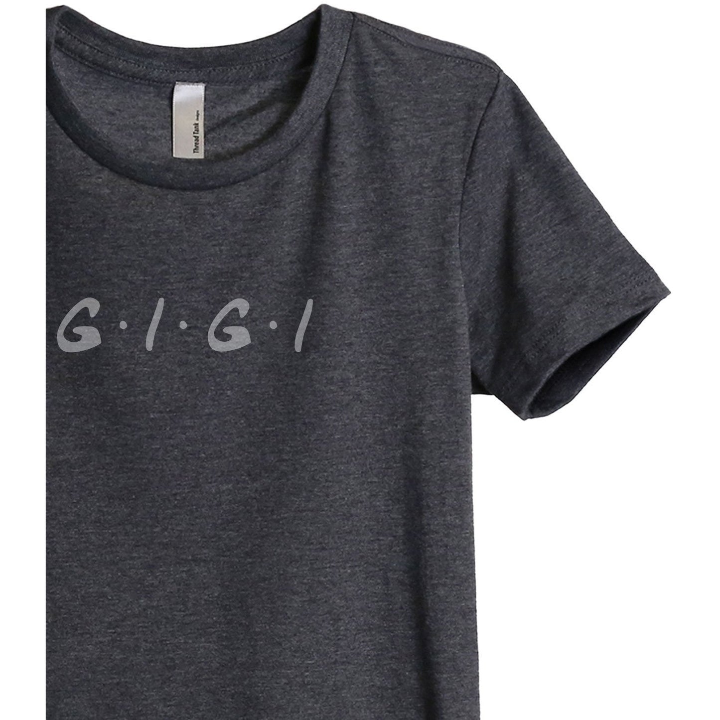 Gigi Friends Women's Relaxed Crewneck T-Shirt Top Tee Charcoal Grey Zoom Details