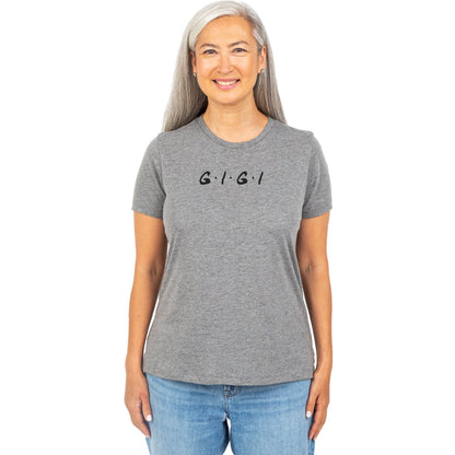 Gigi Friends Women's Relaxed Crewneck T-Shirt Top Tee Heather Grey Model
