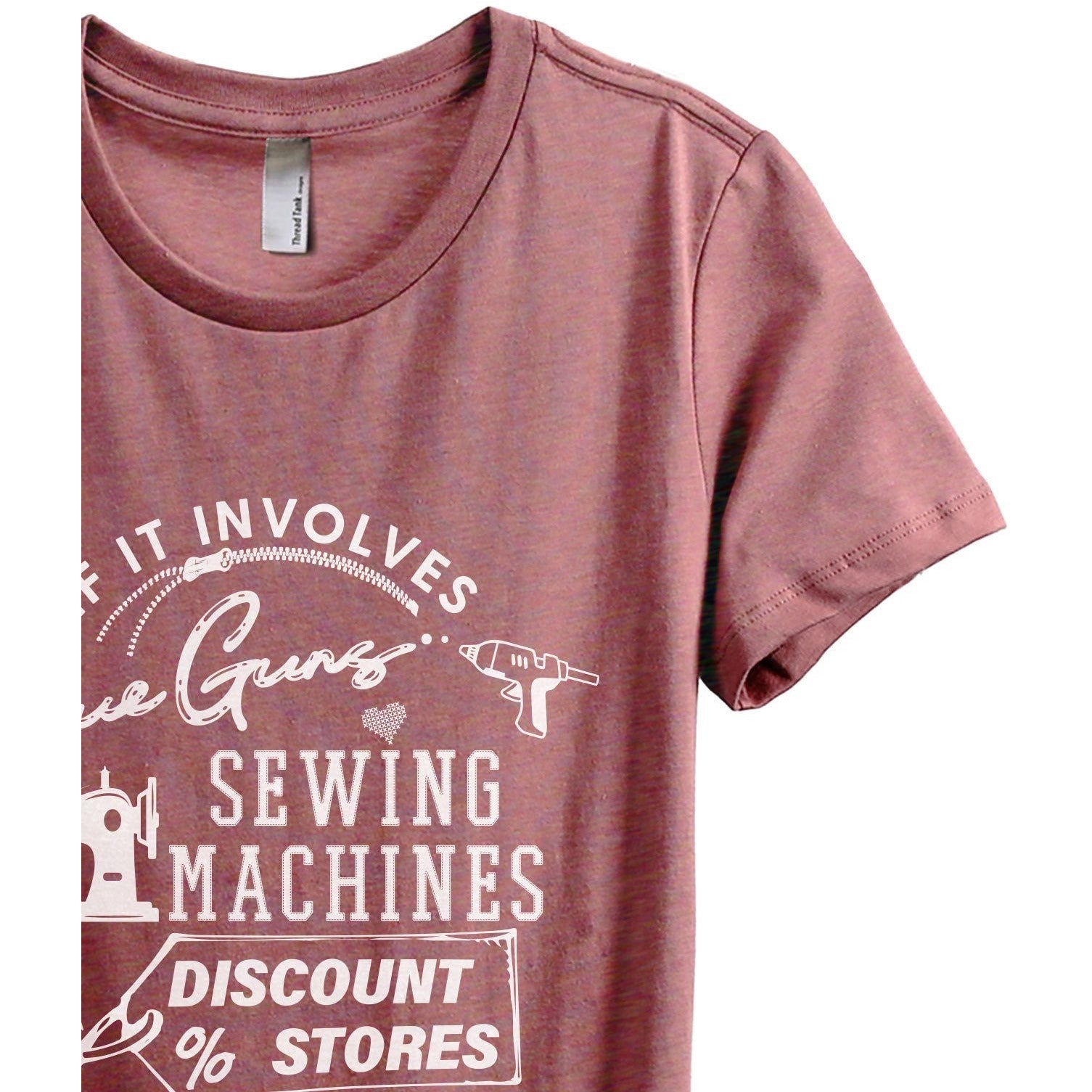 Glue Guns Sewing Machines And Discount Stores Women's Relaxed Crewneck T-Shirt Top Tee Heather Rouge Zoom Details

