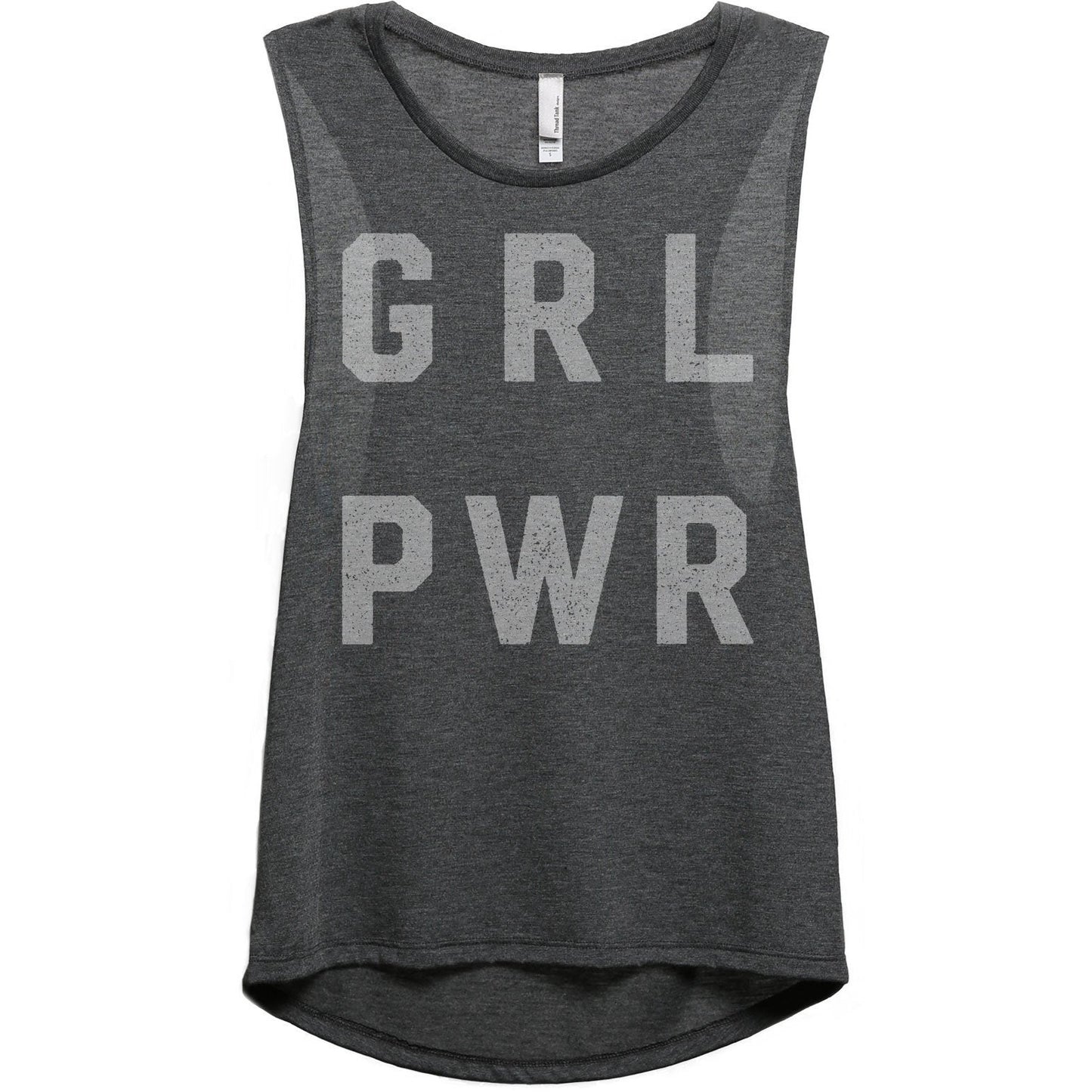 GRL PWR Girl Power Women's Relaxed Muscle Tank Tee Charcoal