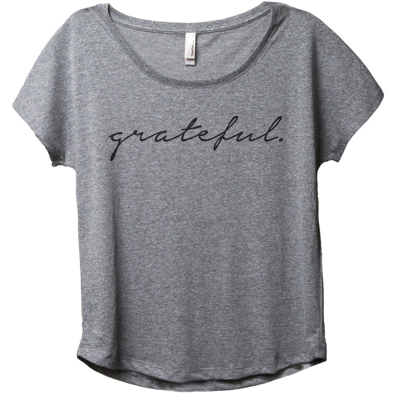 Grateful Women's Relaxed Slouchy Dolman T-Shirt Tee Heather Grey