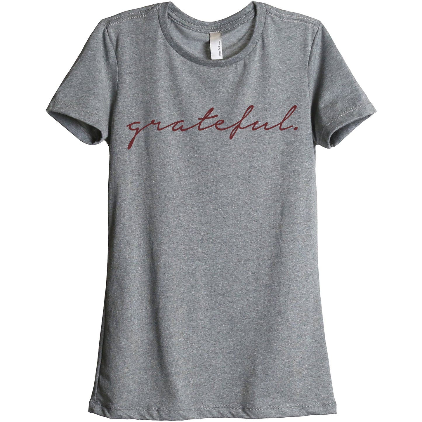 Grateful Women's Relaxed Crewneck T-Shirt Top Tee Heather Grey