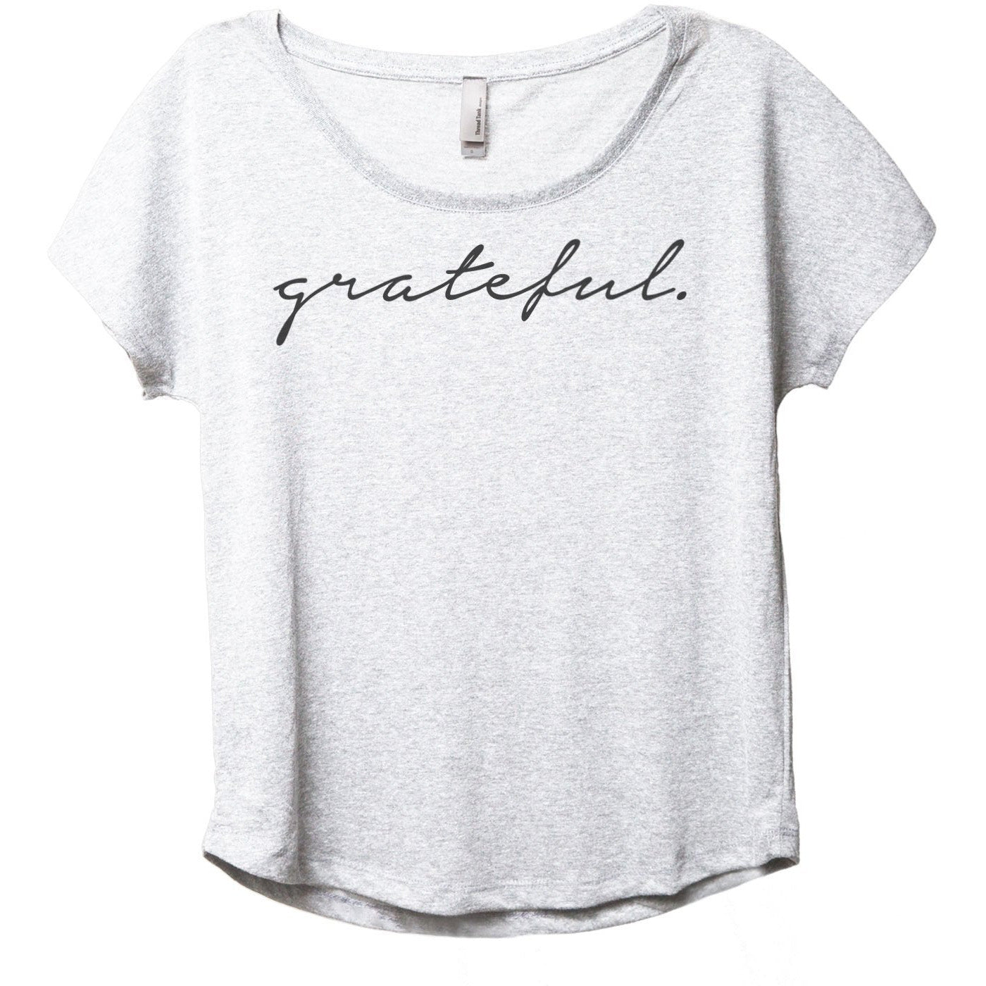 Grateful Women's Relaxed Slouchy Dolman T-Shirt Tee Heather White