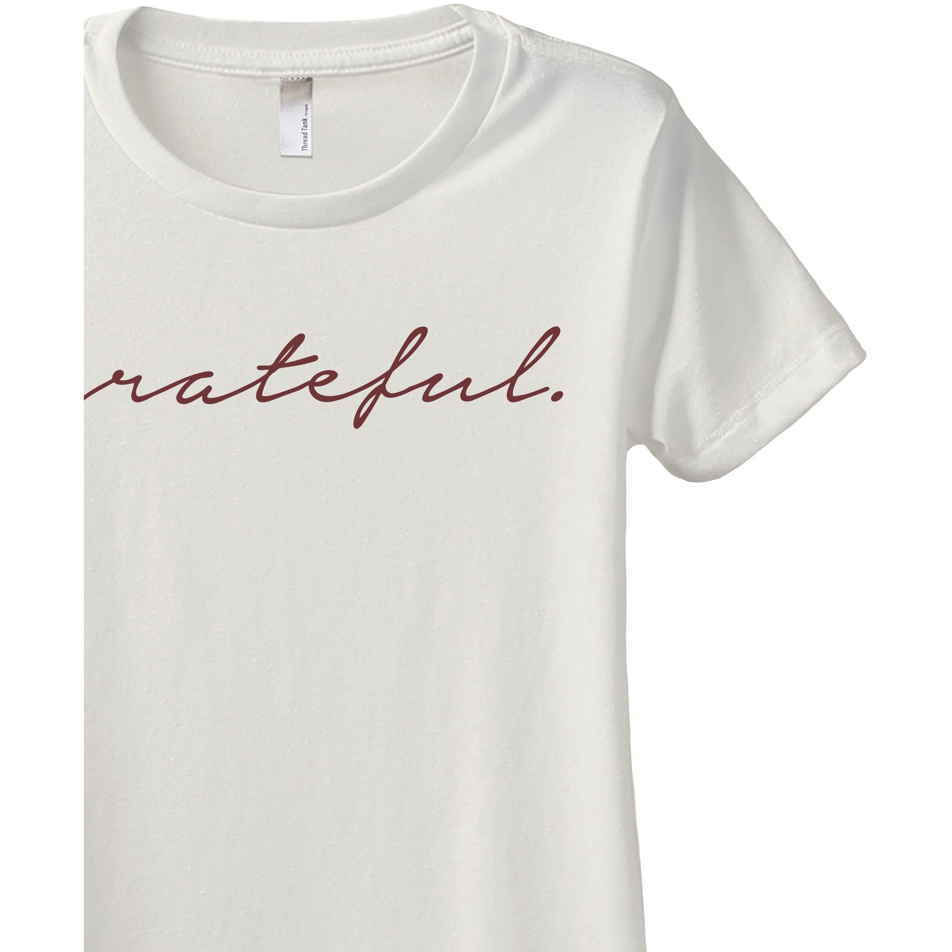 Grateful Women's Relaxed Crewneck T-Shirt Top Tee Vintage White Zoom Details
