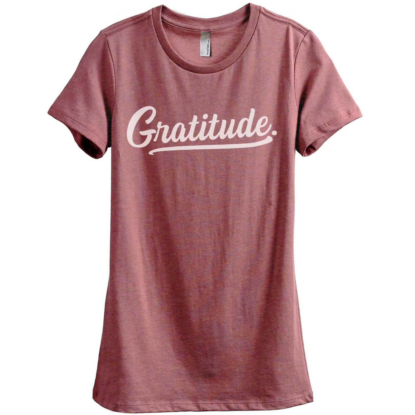 Gratitude Women's Relaxed Crewneck T-Shirt Top Tee Heather Rouge
