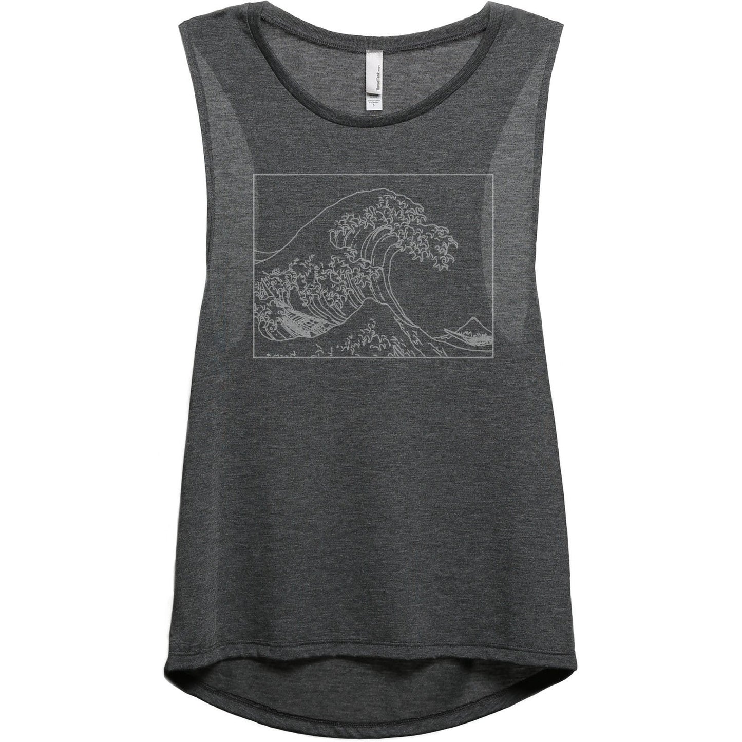 Great Waves Hokusai Women's Relaxed Muscle Tank Tee Charcoal