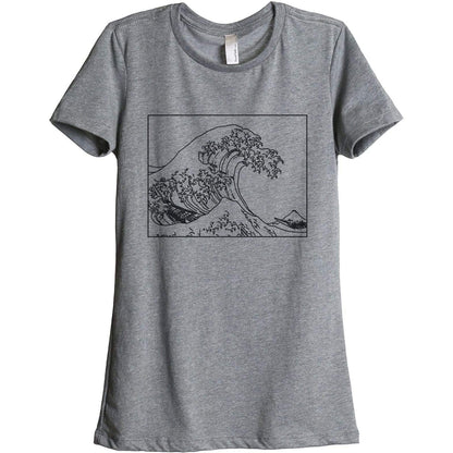 Great Waves Hokusai Women's Relaxed Crewneck T-Shirt Top Tee Heather Grey