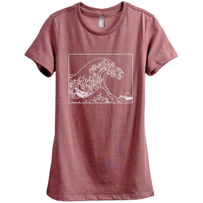 Great Waves Hokusai Women's Relaxed Crewneck T-Shirt Top Tee Heather Rouge
