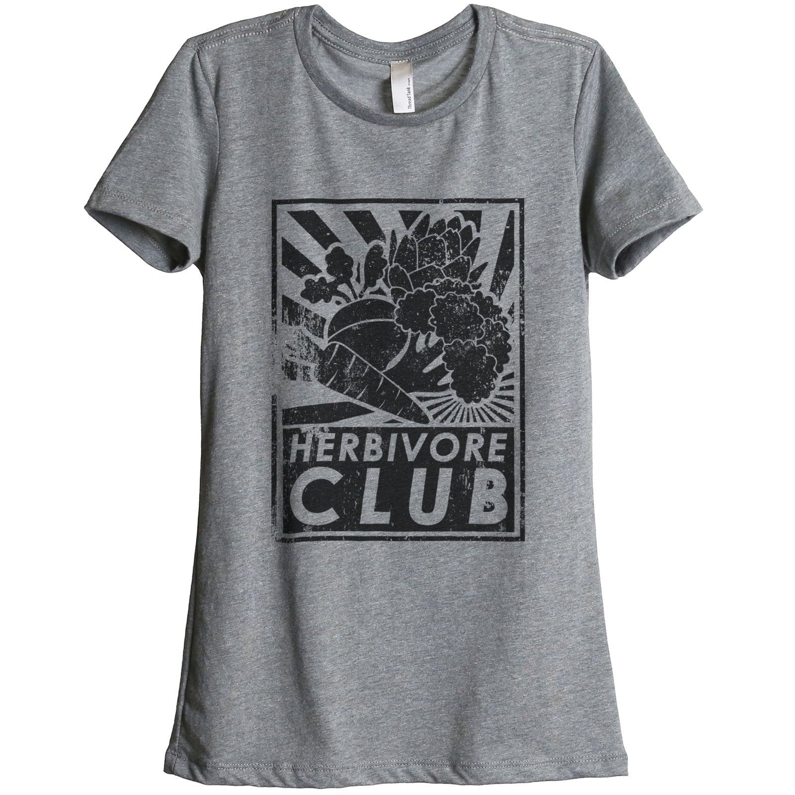 Herbivore Club Women's Relaxed Crewneck T-Shirt Top Tee Heather Grey