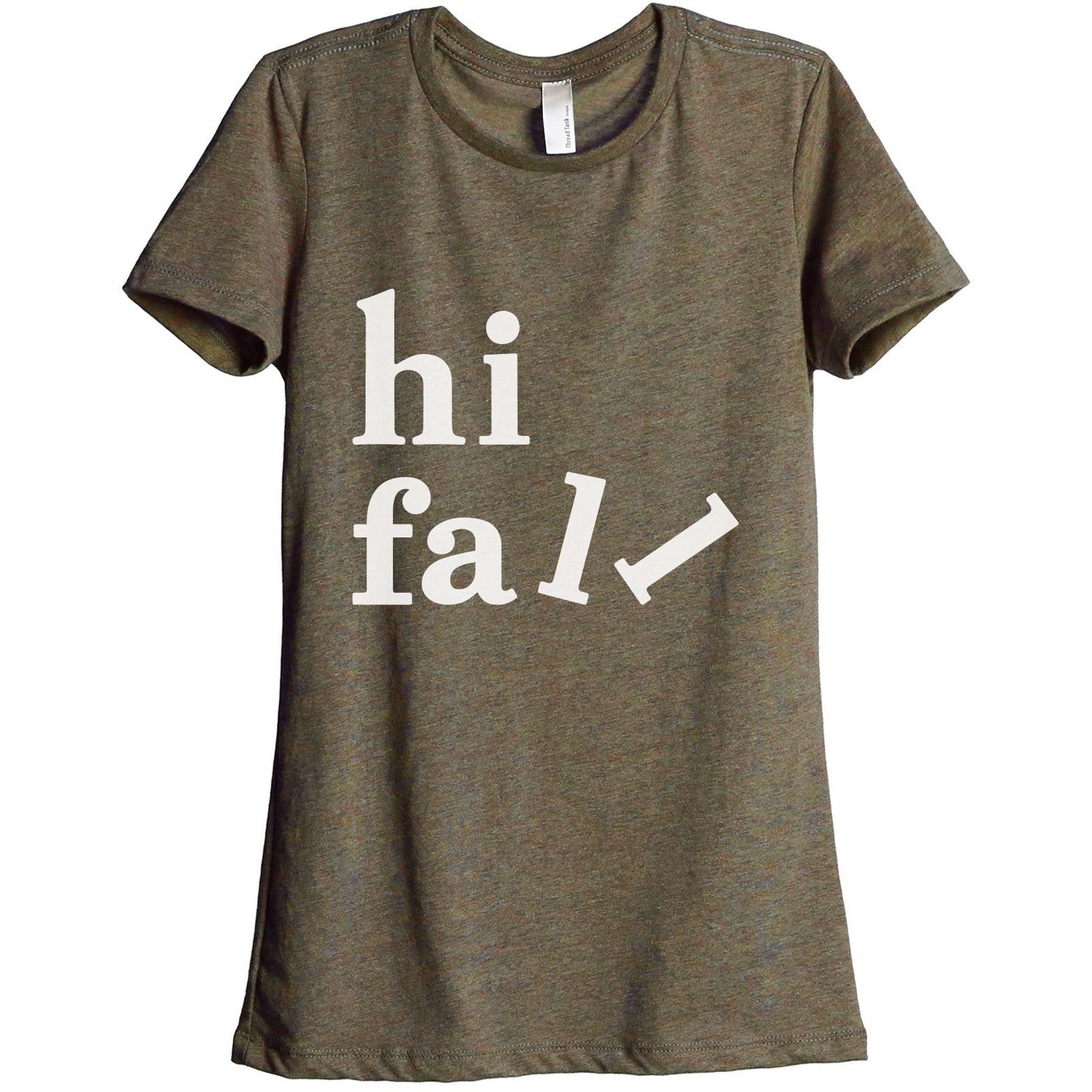 Hi Fall Women's Relaxed Crewneck T-Shirt Top Tee Heather Sage