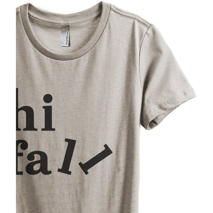 Hi Fall Women's Relaxed Crewneck T-Shirt Top Tee Heather Tan Grey Zoom Details