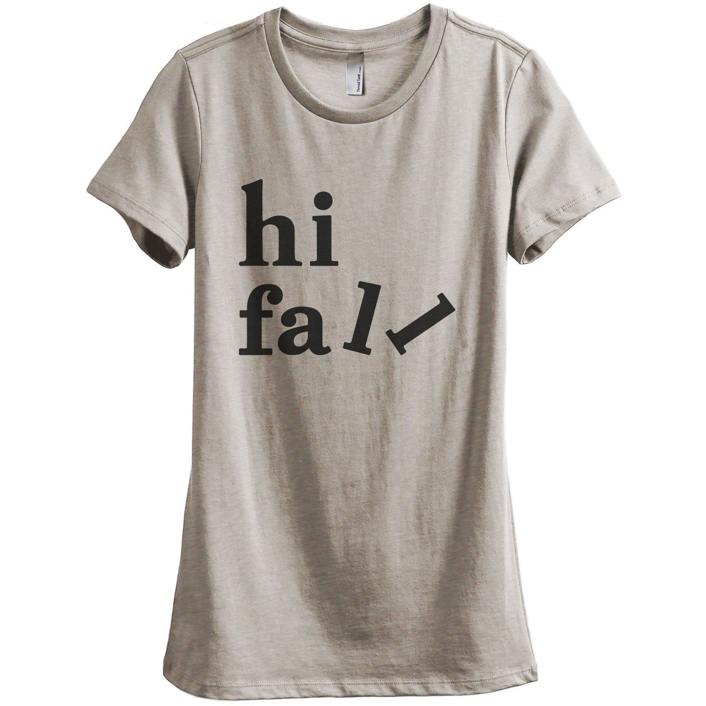 Hi Fall Women's Relaxed Crewneck T-Shirt Top Tee Heather Tan Grey
