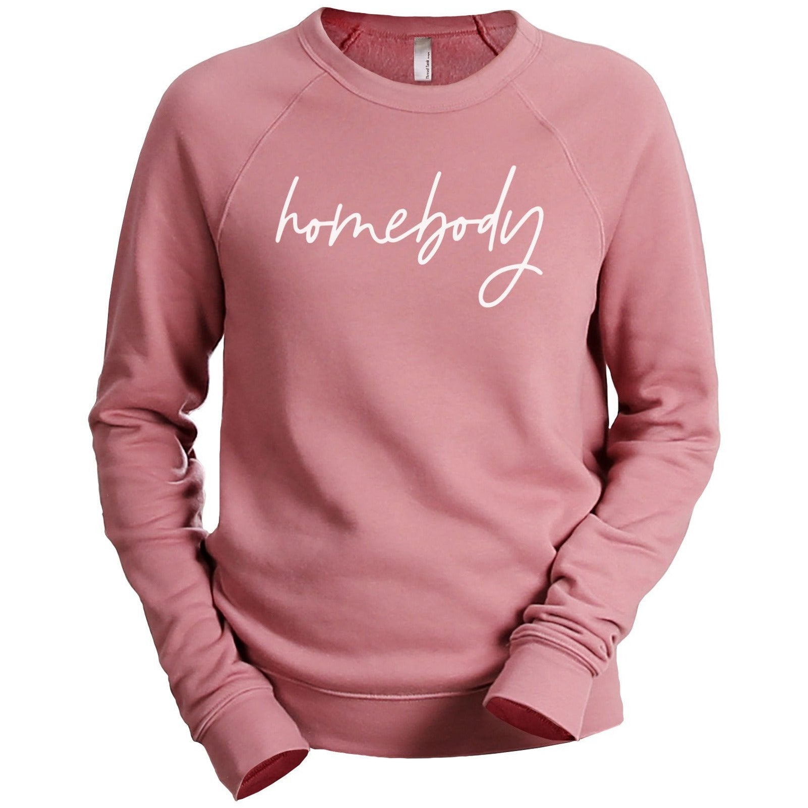 Homebody Women's Cozy Fleece Longsleeves Sweater Rouge Closeup Details