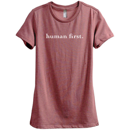Human First Women's Relaxed Crewneck T-Shirt Top Tee Heather Rouge
