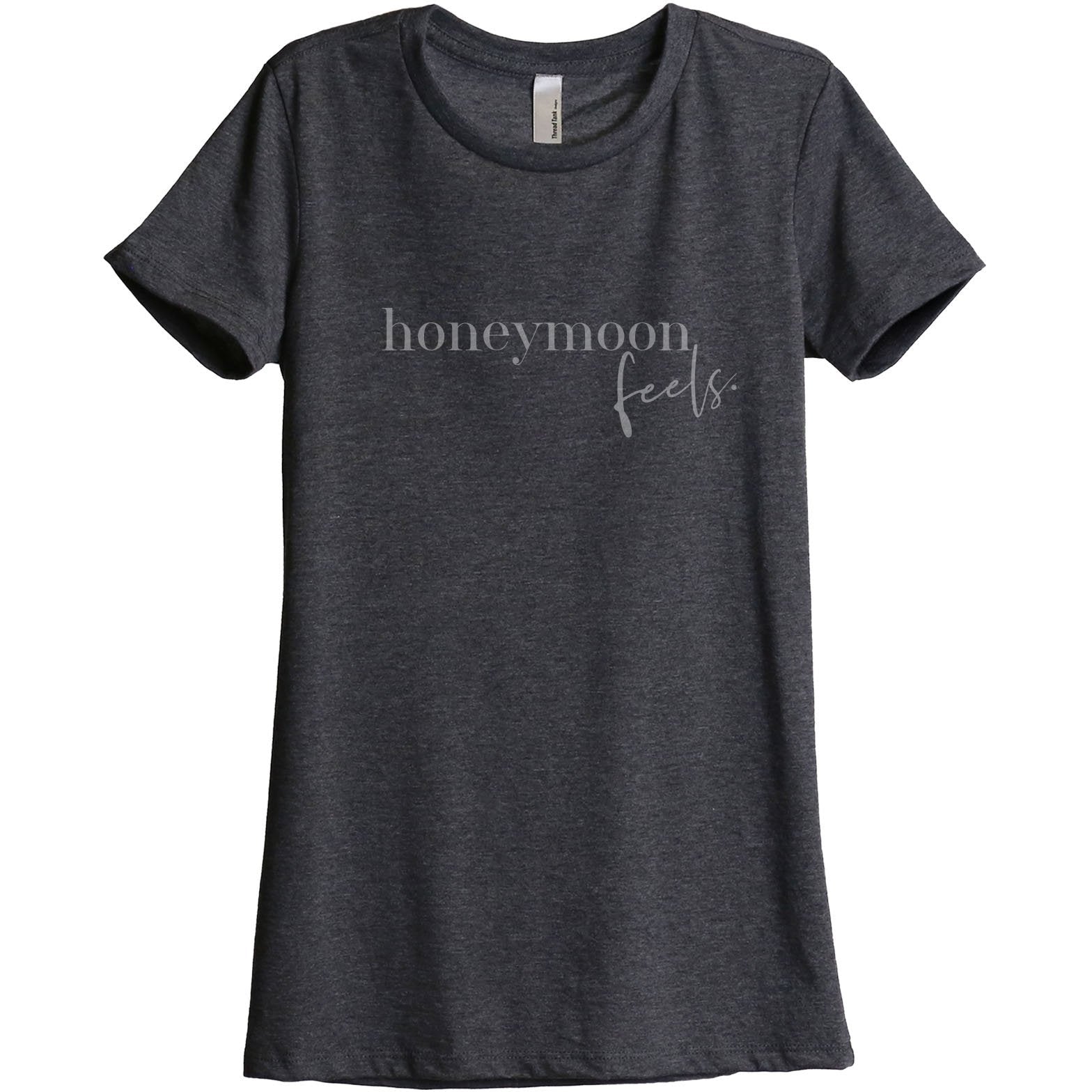 Honeymoon Feels Women's Relaxed Crewneck T-Shirt Top Tee Charcoal Grey
