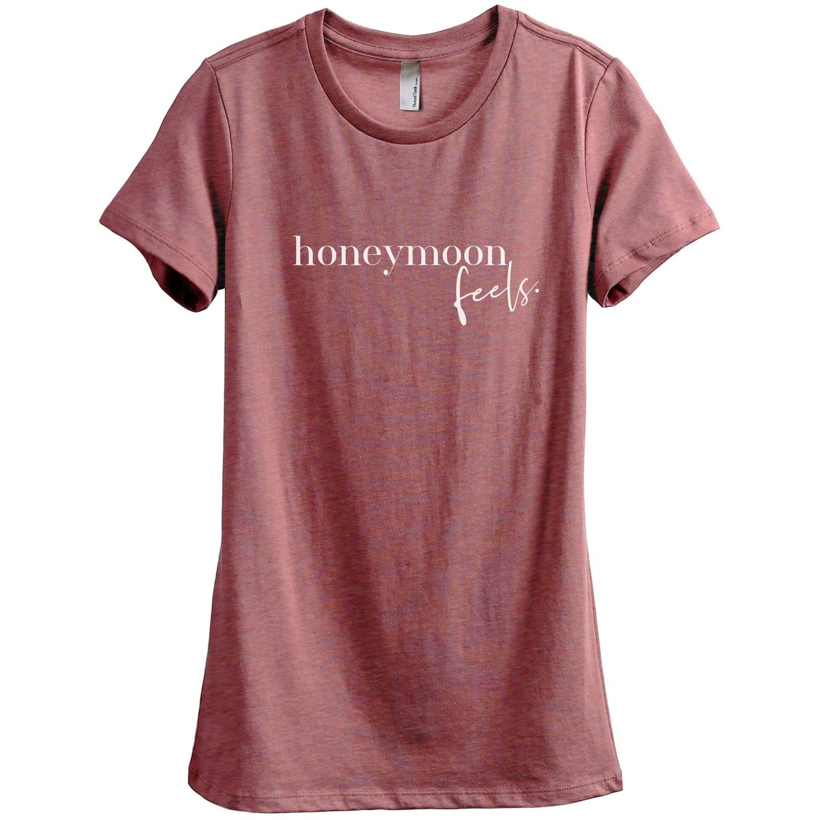 Honeymoon Feels Women's Relaxed Crewneck T-Shirt Top Tee Heather Rouge
