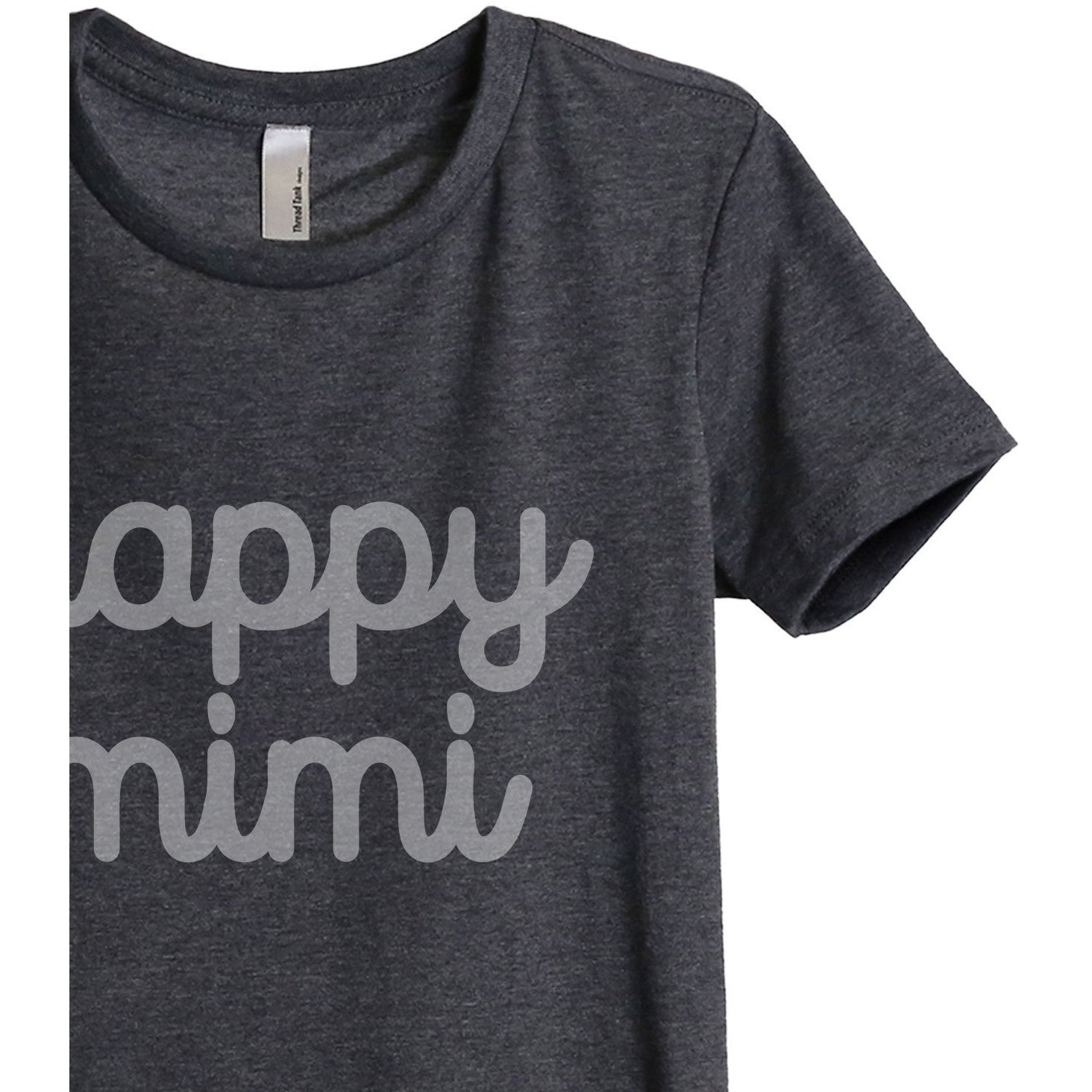 Happy Mimi Women's Relaxed Crewneck T-Shirt Top Tee Charcoal Grey Zoom Details