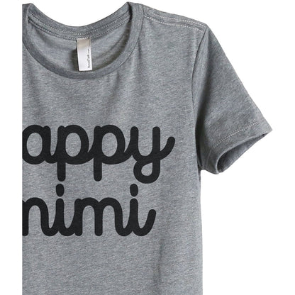 Happy Mimi Women's Relaxed Crewneck T-Shirt Top Tee Heather Grey Zoom Details
