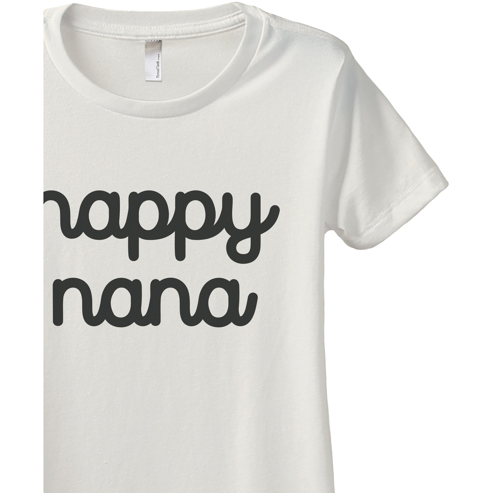 Happy Nana Women's Relaxed Crewneck T-Shirt Top Tee Charcoal Grey Zoom Details