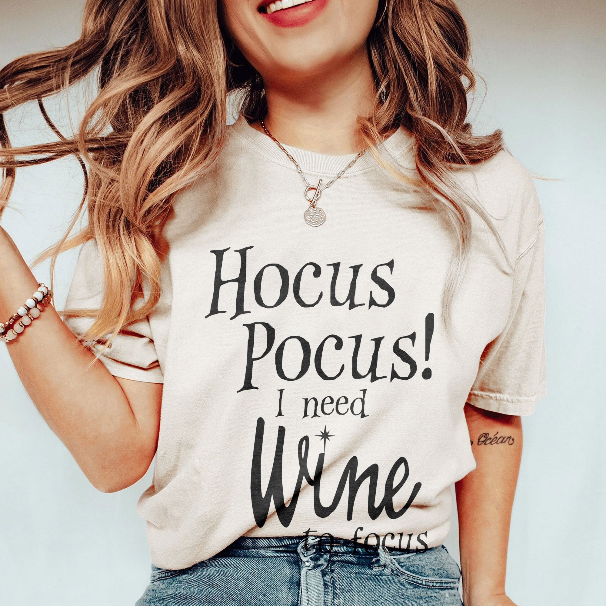 hocus pocus i need wine to focus oversized garment dyed shirt