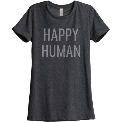 Happy Human Women's Relaxed Crewneck T-Shirt Top Tee Charcoal Grey
