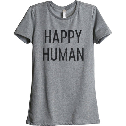 Happy Human Women's Relaxed Crewneck T-Shirt Top Tee Heather Grey