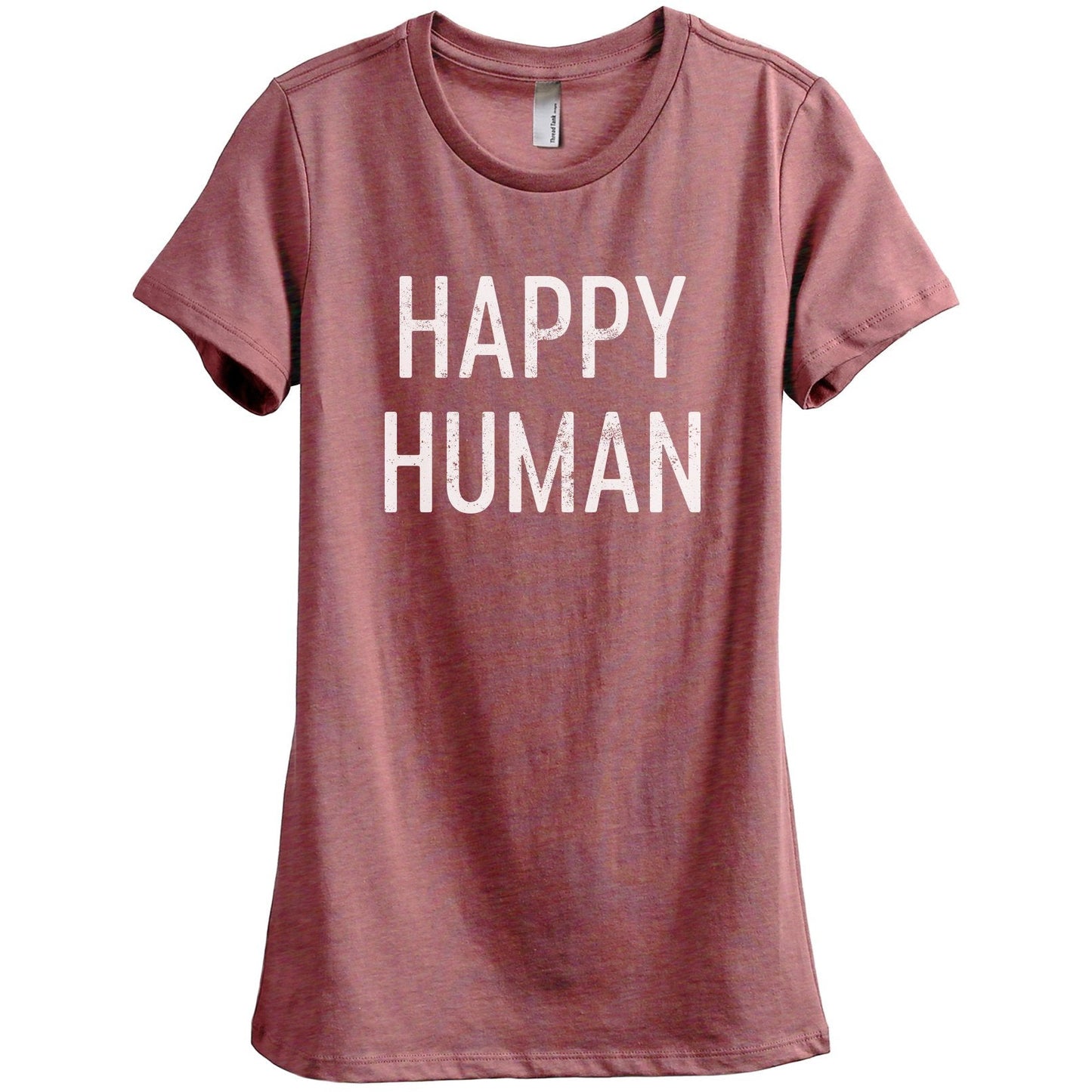 Happy Human Women's Relaxed Crewneck T-Shirt Top Tee Heather Rouge
