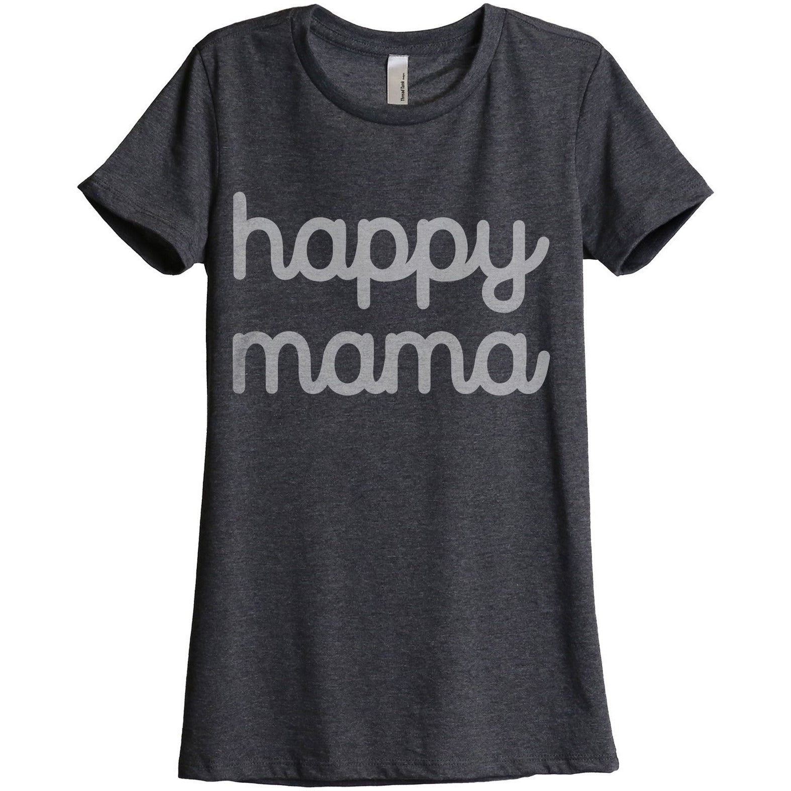 Happy Mama Women's Relaxed Crewneck T-Shirt Top Tee Charcoal Grey
