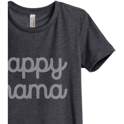 Happy Mama Women's Relaxed Crewneck T-Shirt Top Tee Charcoal Grey Zoom Details