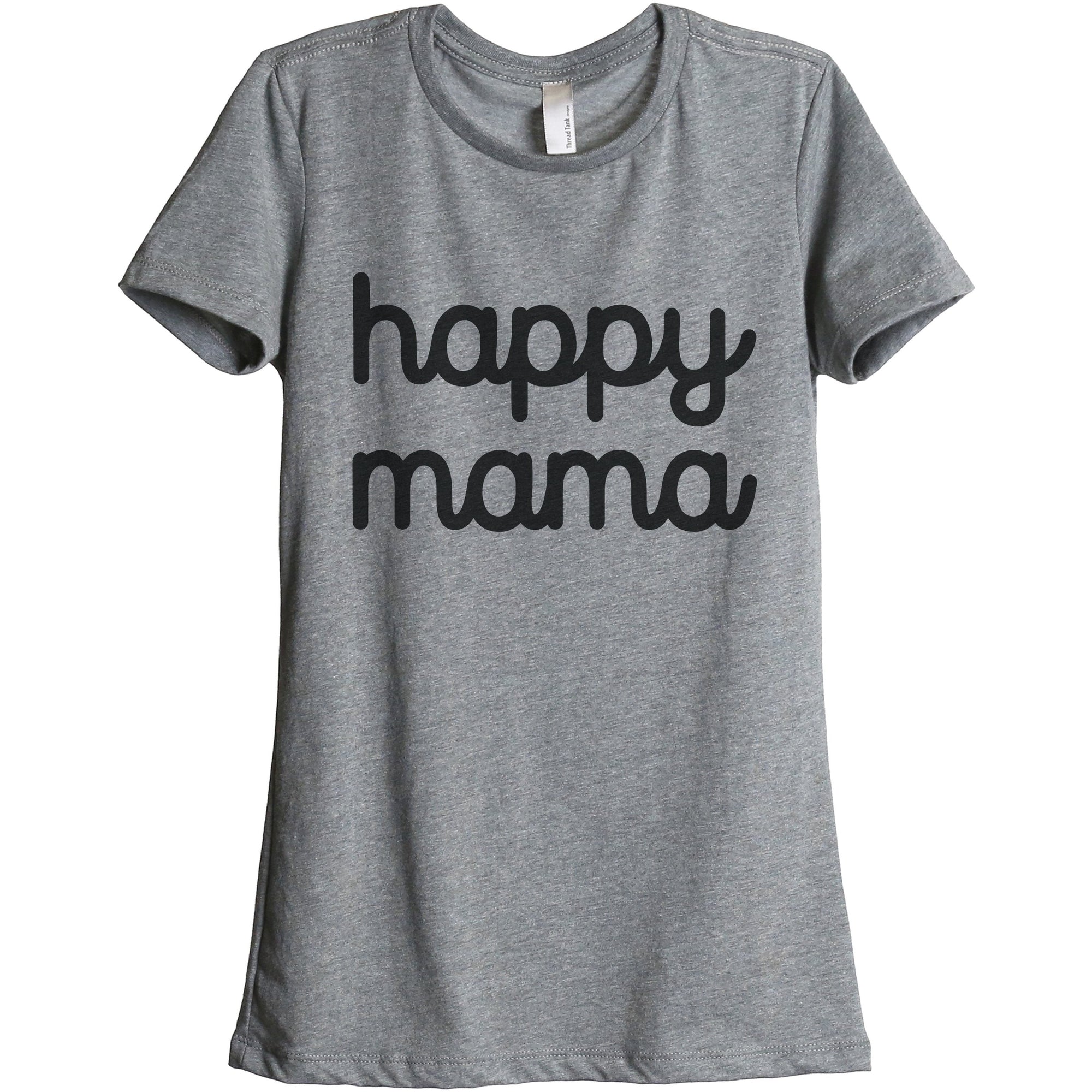 Happy Mama Women's Relaxed Crewneck T-Shirt Top Tee Heather Grey