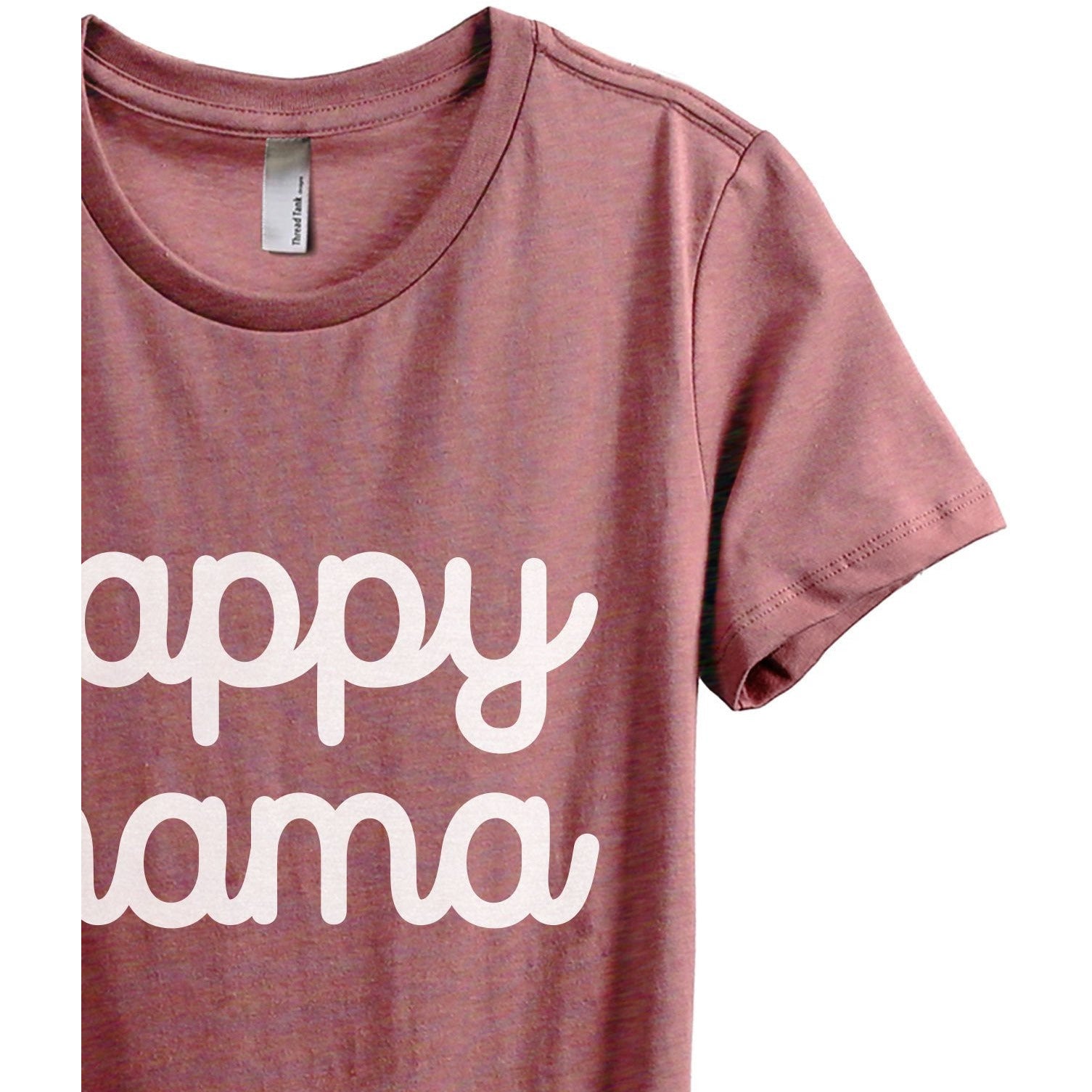 Happy Mama Women's Relaxed Crewneck T-Shirt Top Tee Heather Rouge Zoom Details
