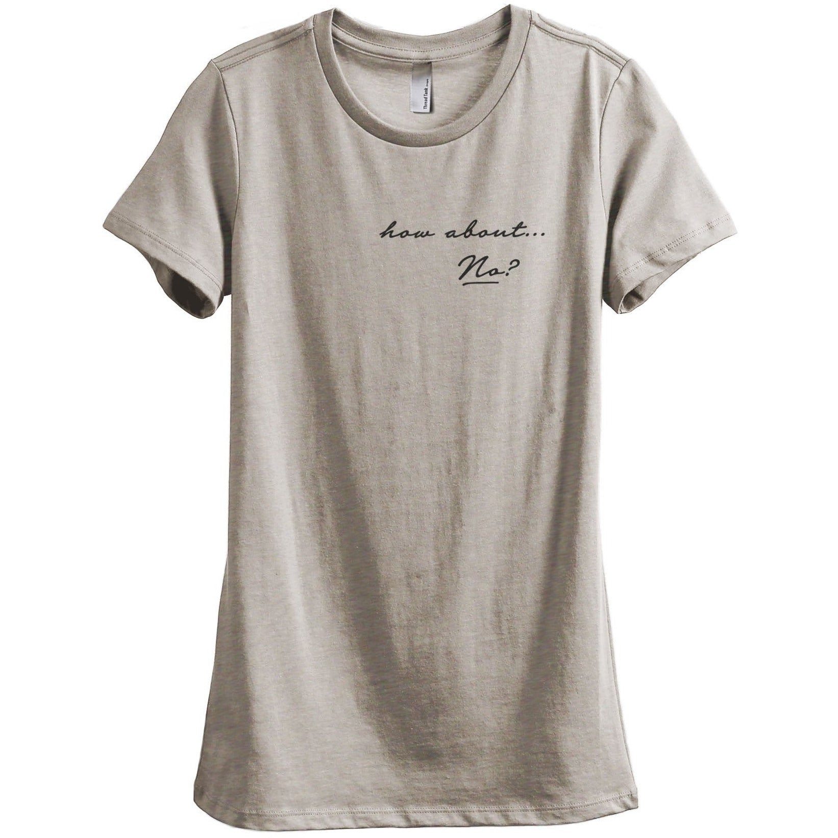 How About No Women's Relaxed Crewneck T-Shirt Top Tee Heather Tan