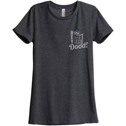 Hey Doodle Dog Women's Relaxed Crewneck T-Shirt Top Tee Charcoal Grey
