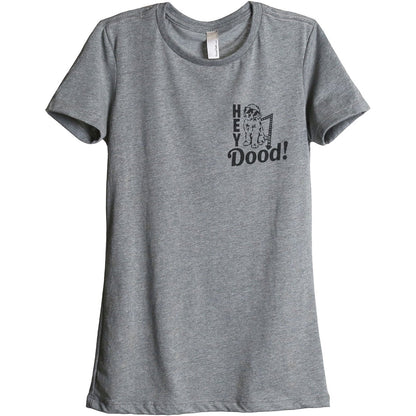 Hey Doodle Dog Women's Relaxed Crewneck T-Shirt Top Tee Heather Grey
