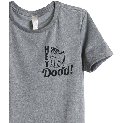Hey Doodle Dog Women's Relaxed Crewneck T-Shirt Top Tee Heather Grey Zoom Details
