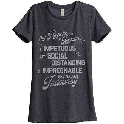 Hygiene Routine Impetuous Women's Relaxed Crewneck T-Shirt Top Tee Charcoal Grey
