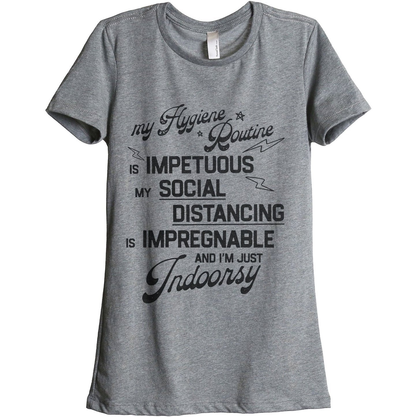 Hygiene Routine Impetuous Women's Relaxed Crewneck T-Shirt Top Tee Heather Grey