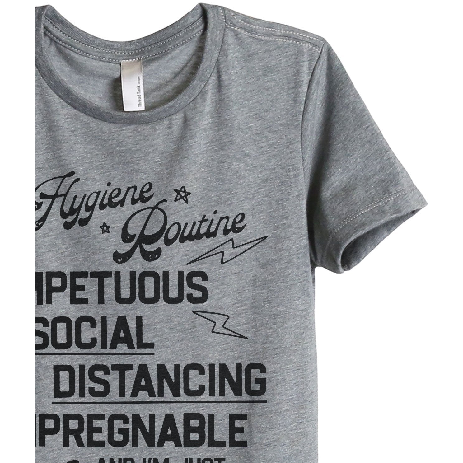Hygiene Routine Impetuous Women's Relaxed Crewneck T-Shirt Top Tee Heather Grey